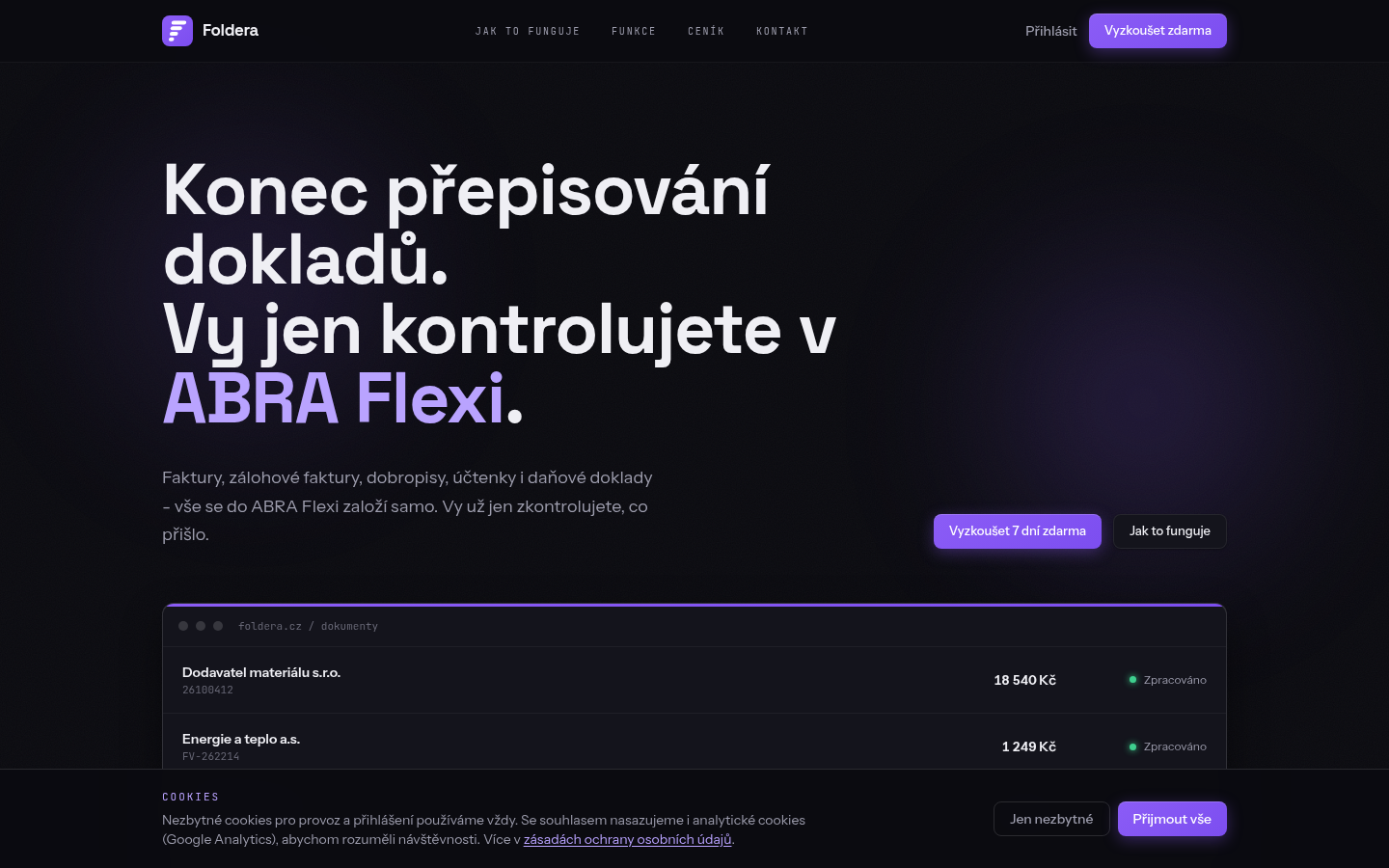 Foldera - vytěžování dokladů do ABRA Flexi